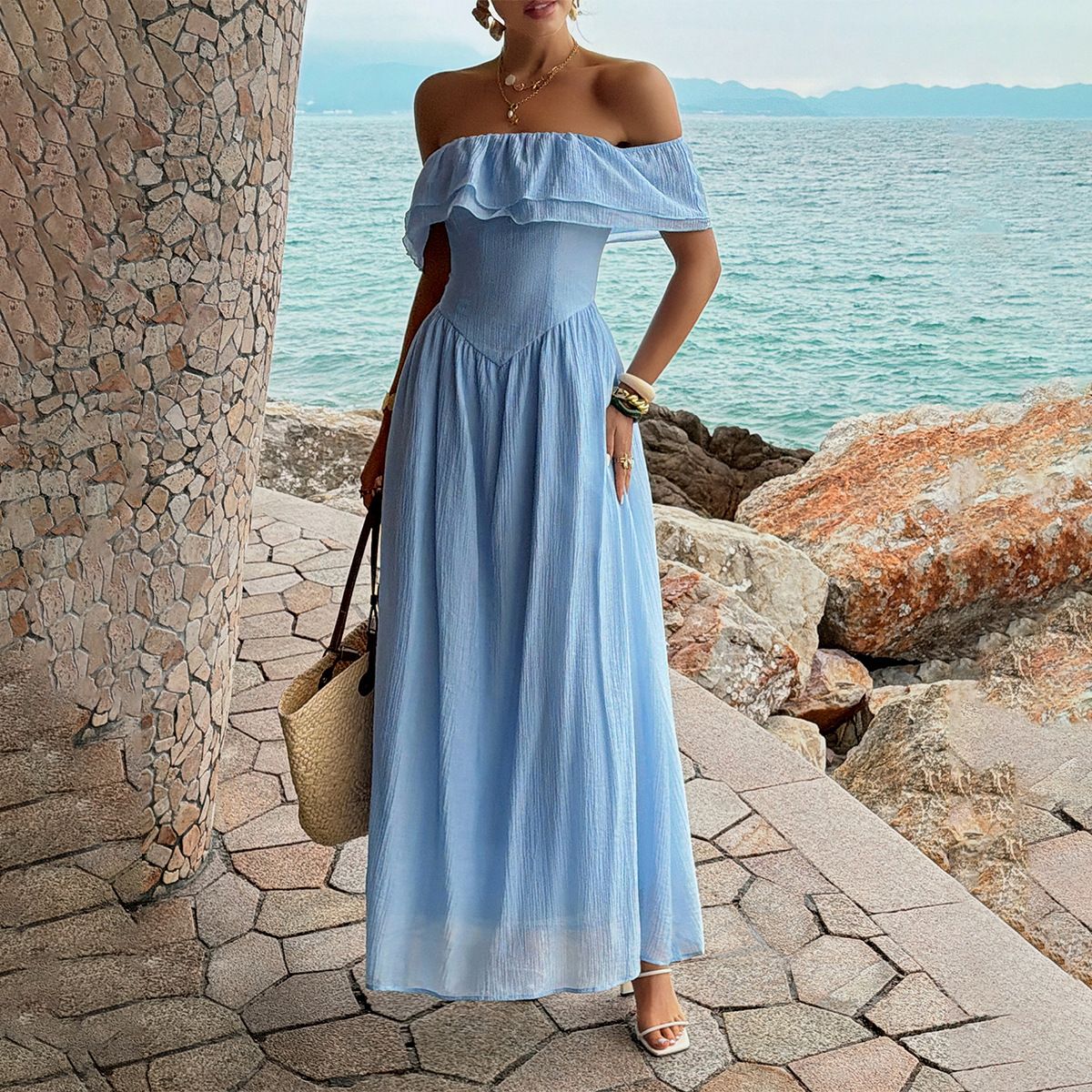Women's Clothing Women's Elegant Strapless Off-Shoulder Dress Style Spring Summer For Formal & Casual For Women_ecoleips.com