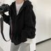 Women's Fleece-Lined Zip-Up Hoodie – Oversized Korean Style Jacket, Thickened Warm Coat, Soft Polyester Blend For Fall & Winter (S-XXXL)_ecoleips.com