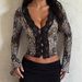 Elegant Women's Lace Trim V-Neck Printed Long Sleeve Knit Cardigan – Stylish & Comfortable_ecoleips.com