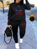 Women's Autumn/Winter Hip Hop Casual Street American Flag Pattern Printed Round Neck Sweatshirt+Sweatpants Set-513_ecoleips.com