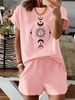 Women’s 2 Piece Outfit Set – Oversized Graphic T-Shirt And Biker Shorts Matching Set, Casual Summer Lounge Tracksuit For Daily Wear-338_ecoleips.com