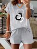 Women’s 2 Piece Outfit Set – Oversized Graphic T-Shirt And Biker Shorts Matching Set, Casual Summer Lounge Tracksuit For Daily Wear-293_ecoleips.com