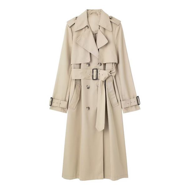 Women's Clothing Belted Trench Coat Casual Elegant Fashion Polyester Spring/Autumn Regular Fit American Style_ecoleips.com