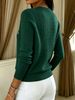 Dark Green Cable Pit Rib Knit Cardigan, Loose Lightweight Breathable Soft Skin-touch Button Long Sleeve Jacket_ecoleips.com