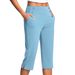 Women's Solid Color Stretch Casual Fitness Pants Capri Length with Pockets Comfortable Yoga Trousers European American Style_ecoleips.com