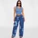 Women's High-Waisted Retro Print Straight Leg Jeans Loose Fit Casual Cotton Denim For Summer Spring/Autumn_ecoleips.com