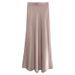 Elegant Satin High-Waist Mermaid Skirt - Flowy Tailored Fit, Slimming Mid-Length Pencil Skirt For Women_ecoleips.com
