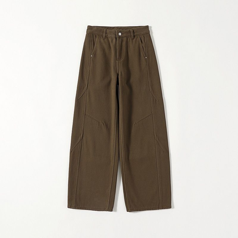 Brown Coffee High-waisted Wide-leg Jeans For Women, American Retro Style, New Autumn Collection, Loose And Slimming_ecoleips.com