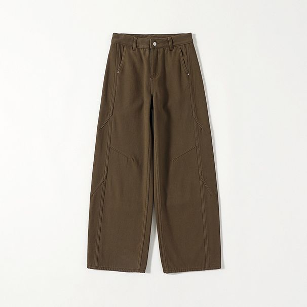 Brown Coffee High-waisted Wide-leg Jeans For Women, American Retro Style, New Autumn Collection, Loose And Slimming_ecoleips.com