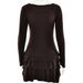 Absobe Layered Ruffle Mini Dress Women Crew Neck Patchwork Bow Frill Long Sleeve Solid Slim Hem Short Dress Street Partywear_ecoleips.com