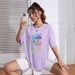 Women's Casual Loose T-Shirt round Neck Short Sleeve Colorful Letter Print Simple Sports Top European American Style Summer_ecoleips.com