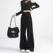 Women's Black Stretch Jeans, New Autumn And Winter Straight Wide-leg Loose Casual Pants With A High-end Design_ecoleips.com