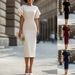Women's Ruffled Sleeve Slim Fit Bodycon Dress mid Length Pencil Skirt European American Style for Commuting And Banquets_ecoleips.com