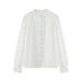 Women's Clothing Women's French Retro Early Spring Fashionable Elegant Round Neck Long Sleeve Shirt Solid Color Lace Trim Blouse_ecoleips.com
