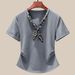 K V-neck Short Sleeved Women's T-shirt With New Scarf Design, Niche And Super Good-looking Temperament Top_ecoleips.com
