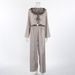 European And American Autumn New Brown Satin Sleeve Long Pants Loose Wearable Pajama Set Women's Homewear_ecoleips.com