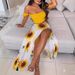 2024 European And American Summer Slim French Bohemian Long Printed Mid-Length Vintage Strapless Set Dress_ecoleips.com