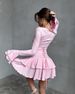 Elegant Ruffled Sleeve High-Waist Dress - Flowy Summer Casual Mini Dress With Square Neckline, Breathable Cotton Blend, Trendy Asymmetrical Hem_ecoleips.com