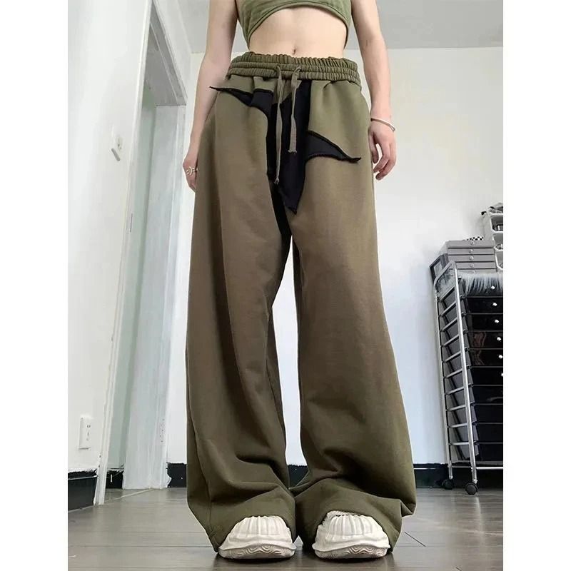 New Women's Punk Star Shaped Loose Sweatpants Spring Summer Casual Wide Leg Solid Color Trousers Wholesale 2025_ecoleips.com