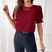 Eurean And American Women's Clothing 2026 Summer New Fashion Elegant Solid Color Round Neck Shirt_ecoleips.com