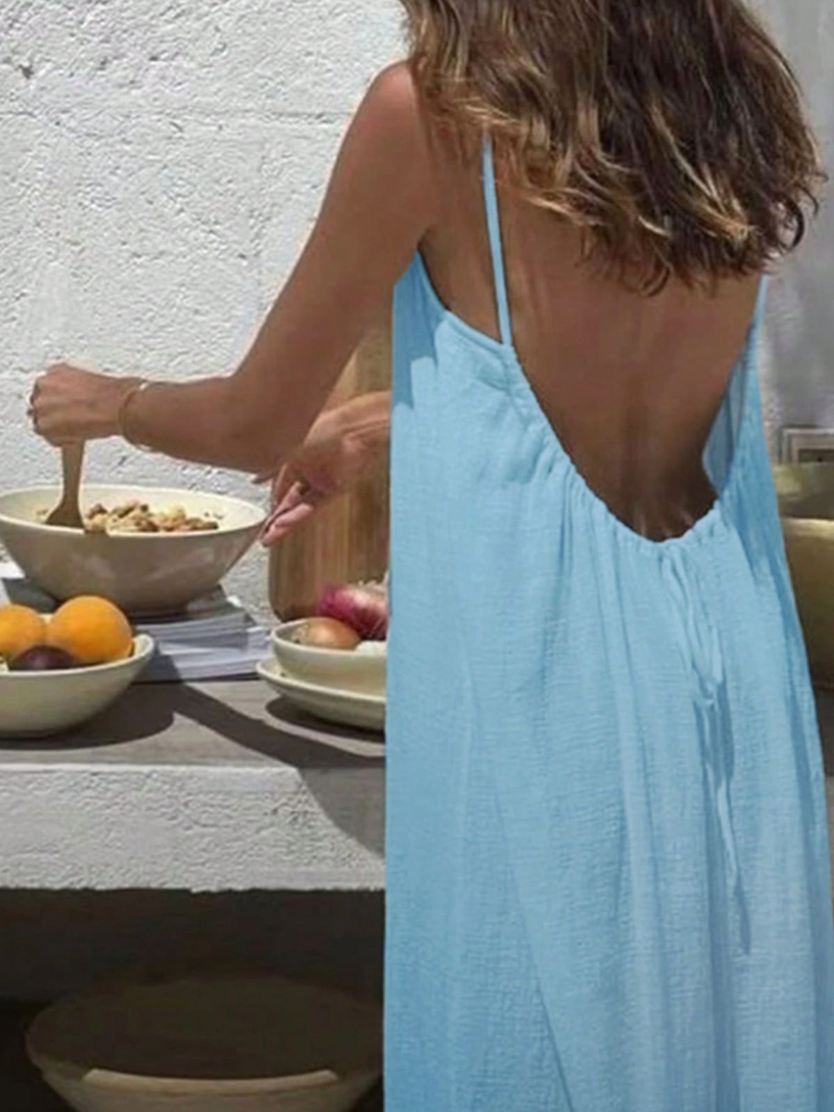Sexy Backless Beach Dress With Flowy Silhouette, Lightweight & Breathable, Elegant Summer Sundress For Women (Multiple Colors)"_ecoleips.com