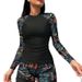Women's Long Sleeve Tankini Swimsuit Racing Printed Diving Suit Double Layer Underwear Two-Piece Swimwear_ecoleips.com