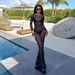 Women's Clothing Summer New Sexy Girl Slim Mesh Perspective One Shoulder Long Sleeve Long Dress_ecoleips.com