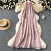 Women's Clothing Female Seaside Holiday Atmosphere Three Dimensional Flowers Unique Loose Slim A Line Skirt Long Skirt_ecoleips.com