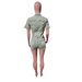 Women's High-Waisted Stretch Denim Jumpsuit – Slimming Short-Sleeve Romper With Washed Finish (Light Blue/Yellow, S-2XL)_ecoleips.com