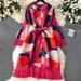 Elegant French Retro Floral Print Dress With Ruffles, Belted Waist & Flowy A-Line Silhouette For Women_ecoleips.com