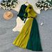 Elegant Sash-Waist Pleated Two-Piece Set – Chic Sleeveless Purple Dress & Skirt Outfit For Fall_ecoleips.com