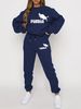 Women's Autumn And Winter Hip-hop Casual Street Letter Printed Round Neck Sports Shirt+sports Pants Warm Suit-622_ecoleips.com