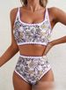 Women's Sexy Bikini Swimsuit Flower Bud Print One Piece Swimwear Regular Fit Polyester Spring/Summer/Autumn Seasonal Wear_ecoleips.com
