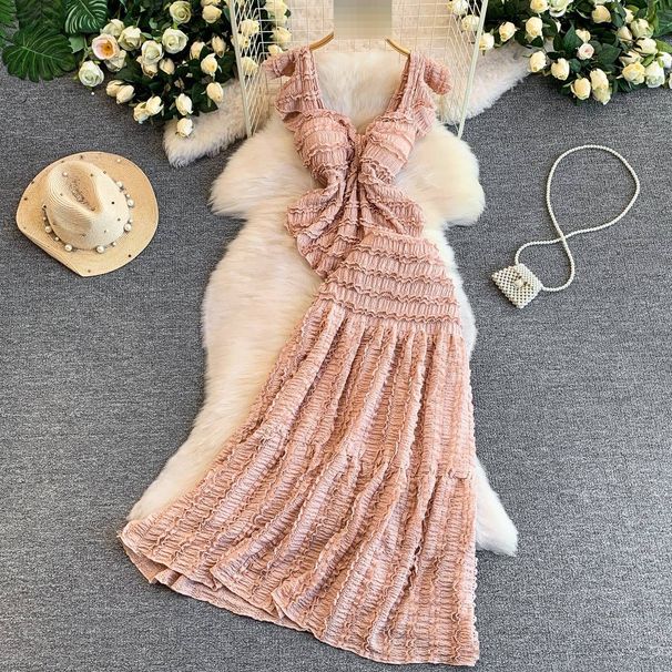 Women's French Sweet & Spicy Style Two Piece Set Ruffled Lace Square Neck Top With Slim Fitting Ruffled Long Skirt_ecoleips.com