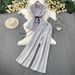 Women's Clothing Premium Gray Suit Set For Women V Neck Double Breasted Vest Sleeveless Belted Top High Waisted Slim Fit Wide Leg Trousers_ecoleips.com