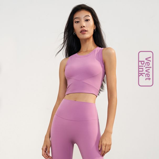 Tongji Garment Women's Sports Bra Medium Strength Shockproof Running Fitness Top Yoga Vest With Breast Pads To Prevent Cup Swinging_ecoleips.com