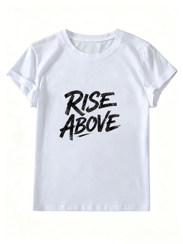 Graffiti-style T-shirt For Women's Empowerment, Fashionable And Versatile Short-sleeved Shirt, Simple Letter Design For Women's Clothing._ecoleips.com