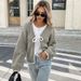 Women's Clothing Elegant V-Neck Long Sleeve Cardigan With Bow Tie Detail - Soft Acrylic Knit, Loose Fit, Versatile Layering Piece For Women_ecoleips.com