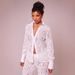 Women's Clothing Hollow Front Open A Row Of Buttons Jacquard Lace Slim Sexy Suit_ecoleips.com