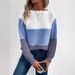 Women's Clothing Contrast-Stitch Knit Sweater – Women's Round Neck Long Sleeve Pullover"_ecoleips.com