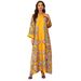 Muslim Ladies Robe Round Neck Home Dress Long Sleeve Floral Hot Diamond Beading Abaya Dress_ecoleips.com