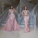 Women's Clothing Elegant Two-Piece Sequin Evening Gown Detachable Design Mermaid Deep V-Neck, Floral Stretch Mesh Fabric (US2-US26W, Dusty Rose)_ecoleips.com