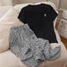 Women's Clothing Women's Short Sleeve Set Female Knight T-Shirt And 3D Casual Striped Pants Two-Piece Style For Formal & Casual_ecoleips.com
