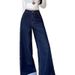 Petite Korean-style Loose Wide-leg Jeans Women, 2025 New Model, With Bow And Plaid Patchwork Design, Stylish Long Pants_ecoleips.com