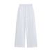 Women's Clothing White Sweatpants Loose Drape Straight Trousers Wide Leg Trousers Sports Trousers_ecoleips.com