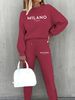 Women's Fleece Lined Sweatshirt Set Casual Fashion Letter Print European American Style Autumn Winter Clothing_ecoleips.com