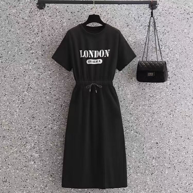 150kg Summer 2025 New For Women With Slit And Waist-cinching Design, Fashionable Casual Elegant Dress That Is Slimming_ecoleips.com