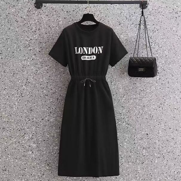 150kg Summer 2025 New For Women With Slit And Waist-cinching Design, Fashionable Casual Elegant Dress That Is Slimming_ecoleips.com