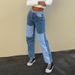 Women's Clothing New Street Hip Hop Contrast Color Patchwork Casual Jeans On Sale_ecoleips.com