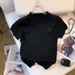 Women's Clothing Women's Ice Silk Knit T-Shirt Round Neck Short Sleeve Trendy Versatile Top For Summer For Formal & Casual For Women_ecoleips.com